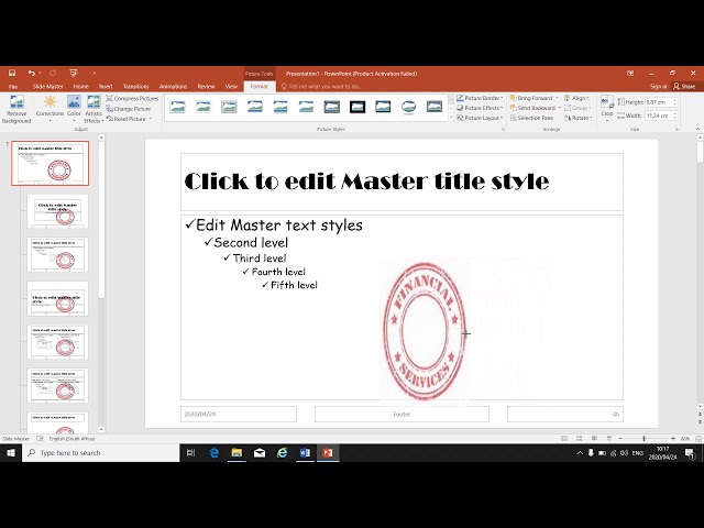 Office Data Processing L4 (PowerPoint - Slide Master) - Mrs. L. Stander