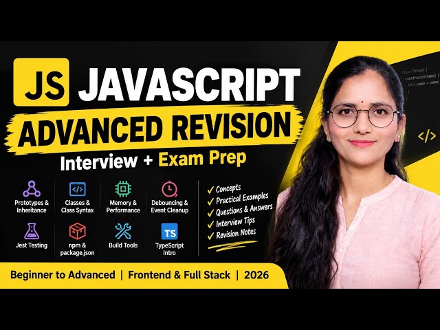 JavaScript Advanced Revision 2026 | Prototypes, Performance, Jest, npm, TypeScript & More