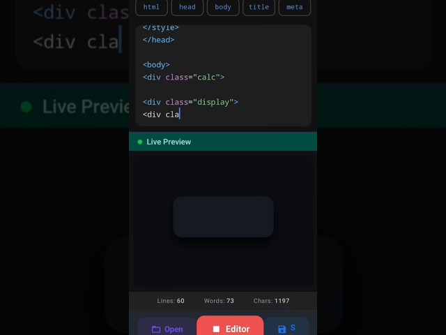 🔥Premium Calculator Using HTML CSS JavaScript |Live Coding on Phone📱|Fully Working Calculator#Shorts
