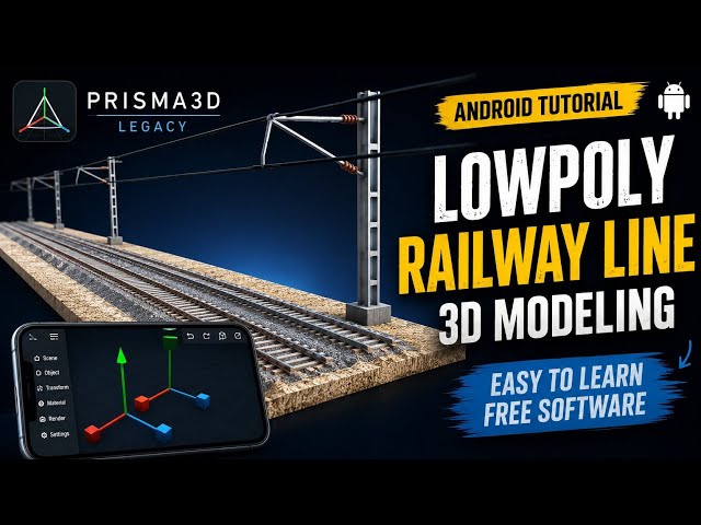 Low Poly Railway Line 3D Modeling in Prisma3D | Android Tutorial | Mobile 3D Modeling #meshmill 