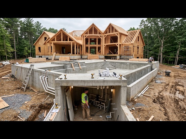 This man is building a perfect mansion with a pool from scratch! From empty land to a villa..