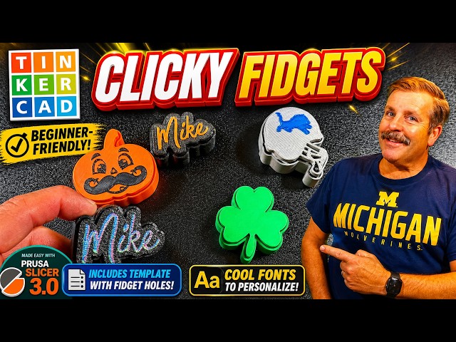 Tinkercad Clicky Fidgets & Fancy Text: Beginner Ready FUN! 💯🤯