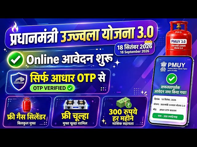 Ujjwala Yojana 2026 Free Gas Cylinder | PM Ujjwala Yojana Online Apply 2026