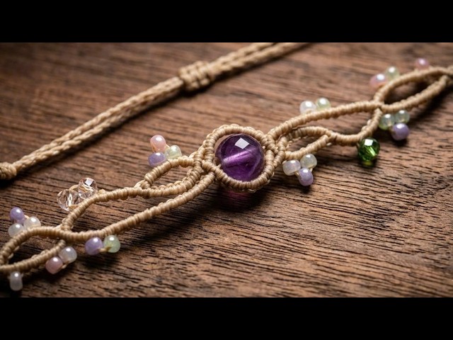 Macrame Bracelet Tutorial – Amethyst Stone with Colorful Beads