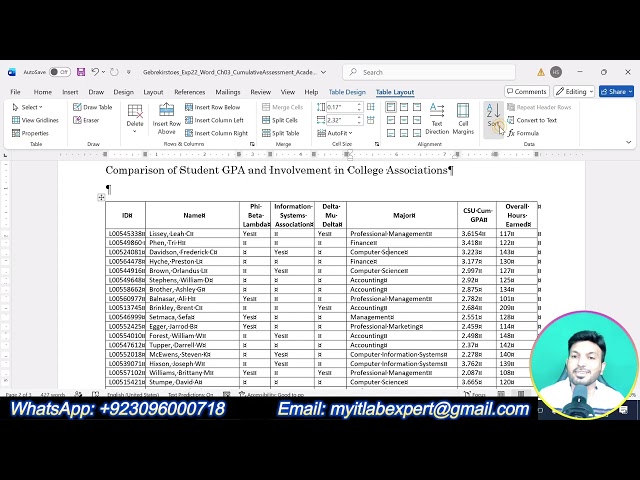 Exp22_Word_Ch03_CumulativeAssessment_Academics | Word Chapter 3 Cumulative Assessment – Academics
