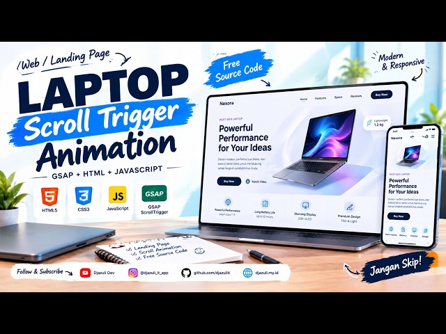 JANGAN SKIP! BUAT LANDING PAGE LAPTOP KEREN DENGAN GSAP SCROLLTRIGGER | HTML CSS JAVASCRIPT🔥#gsap