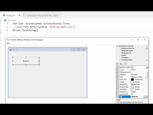Building Windows Forms in VS Code with PowerShell