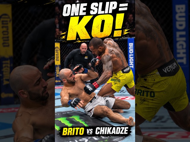 ONE SLIP = KO 😳 | Joanderson Brito vs Giga Chikadze #shorts