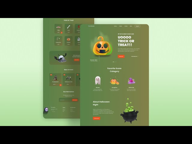 Create a Responsive Halloween Website Design Using HTML CSS & JavaScript 🎃