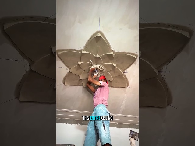 How to Shape a 3D Plaster Ceiling Design by Hand 😯