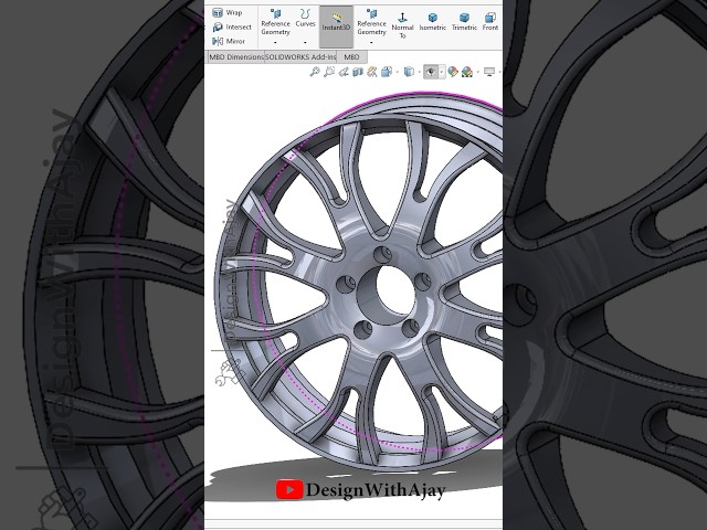 Car Rim In SolidWorks #388 |#SolidWorks| |#tutorial #designwithajay #newshorts #newtrend