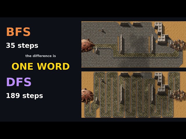 Two biter packs hunt an engineer. One walks 189 steps for a 35-step trip.