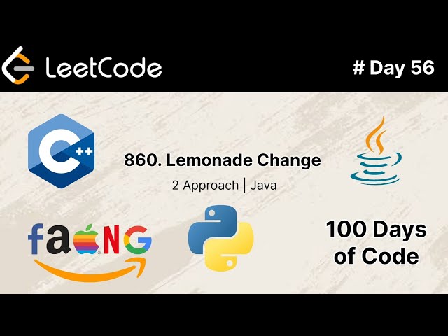 Lemonade Change | #leetcode problem 860 | #day56 of 100 Days of Code | Daily Challenge | #viral 