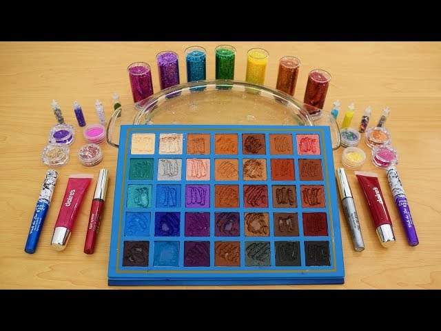 Mixing Eyeshadow and Glitter into Clear Slime - Satisfying Slime ASMR