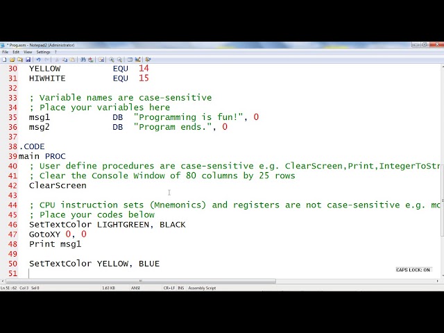 Create Assembly Language Project