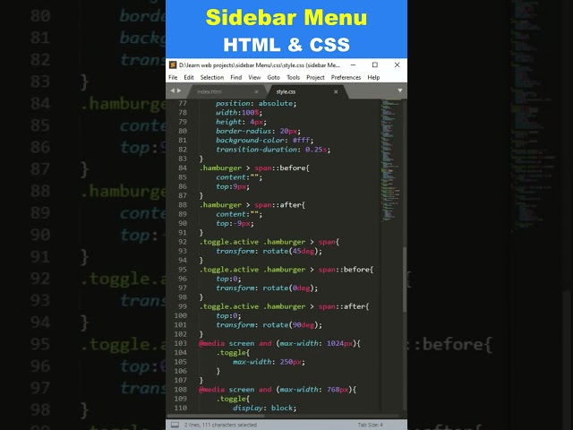 How Do I Add Toggle To My Sidebar Menu #shorts