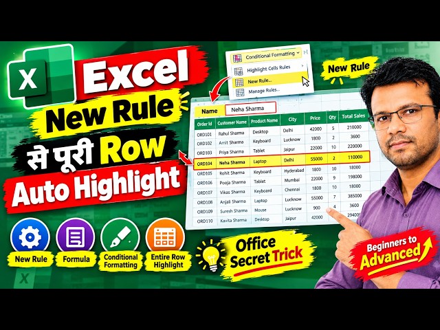Excel New Rule Highlight Entire Row Automatically 2026 I Excel Conditional Formatting Formula I