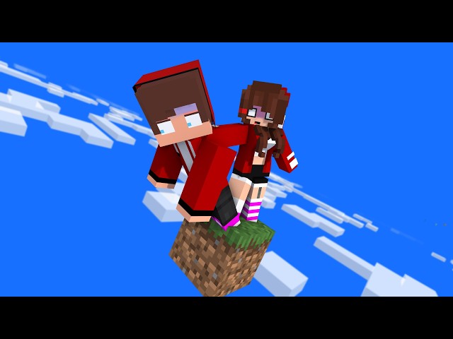 Maizen: JJ & JJ Sister Survive 1 Block in Minecraft 100 Days - Minecraft Animation
