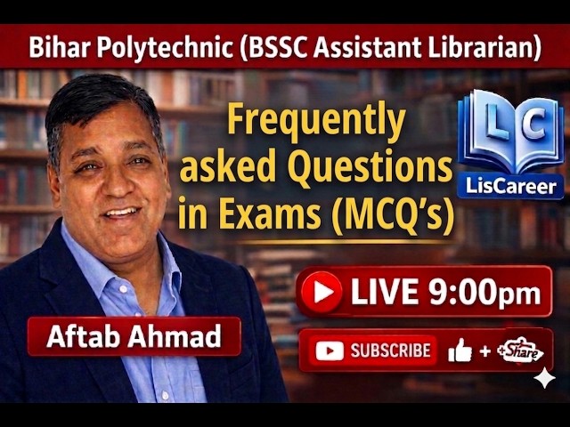 Library Science MCQ's and PYQ's|BLIS|MLIS|BIHAR LIBRARIAN|BSSC|AFTAB AHMAD