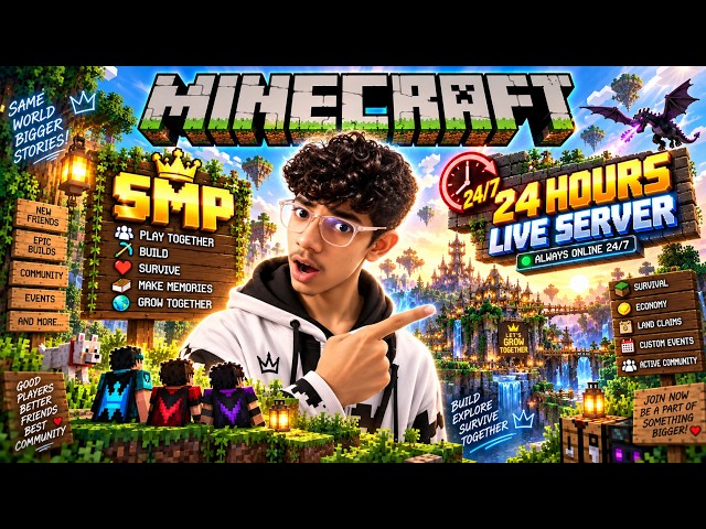 🔴 MINECRAFT LIVE SMP 🔥 24/7 JAVA + BEDROCK SERVER | JOIN NOW!
