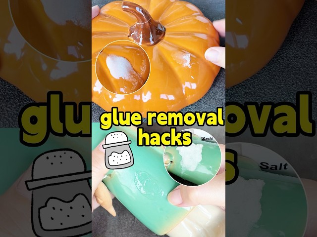 Salt + water remove glue on ceramic✨