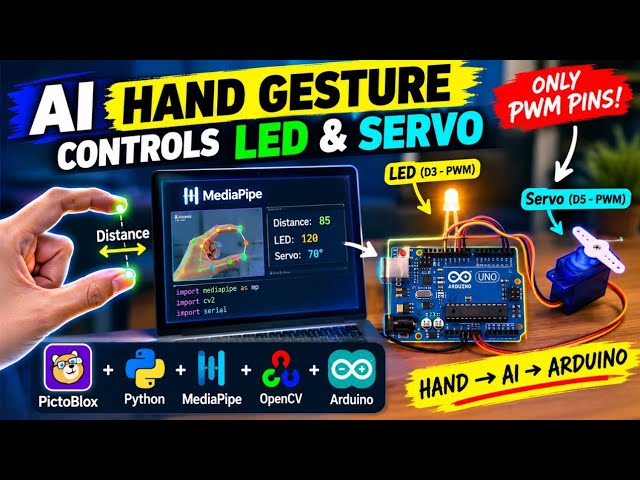 Controlled an LED & Servo With My Hand 🤯 | AI + MediaPipe + Arduino