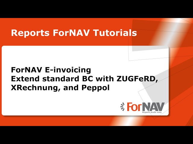 ForNAV E invoicing: Extend standard BC with ZUGFeRD, XRechnung and Peppol