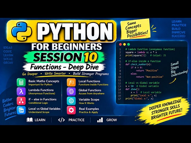 Python Session - 10 | Lambda Functions, Scope & Local vs Global Variables