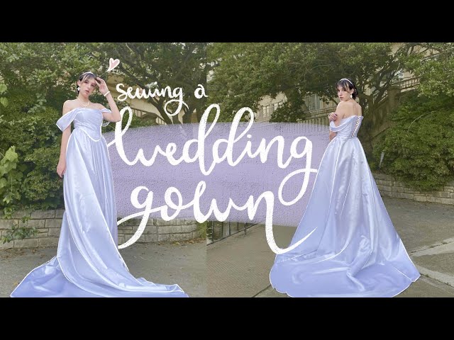 DIY Off The Shoulder Wedding Dress Tutorial | sewing a dreamy lace up back gown☁️✨