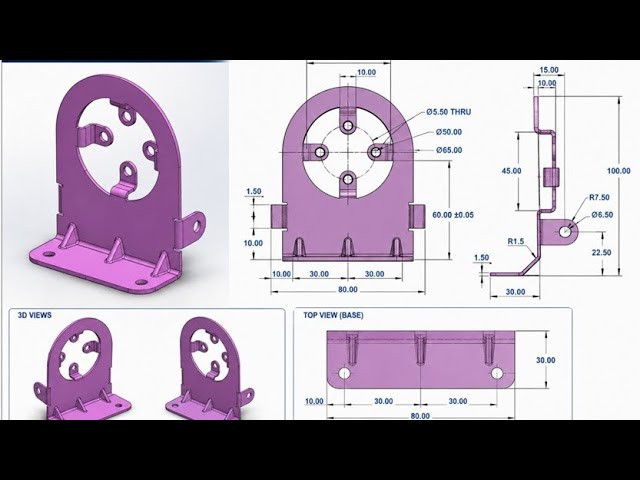 SolidWorks Sheet Metal Bracket Design | 3D drawing Modeling Tutorial | sheet metal Drawing solidwork