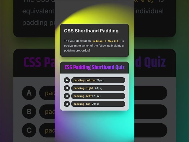 Test your CSS padding shorthand knowledge! 🤔 #CSSQuiz #WebDev #Coding