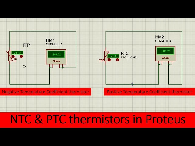 NTC and PTC thermistors in Proteus tutorial