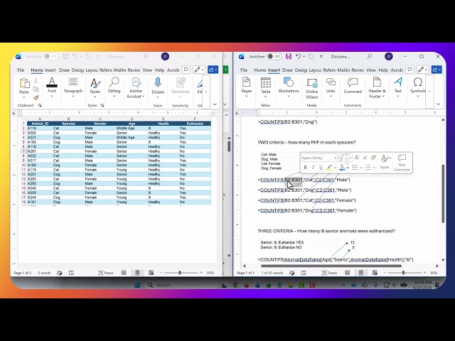 example of how to use Excel COUNTIFS function