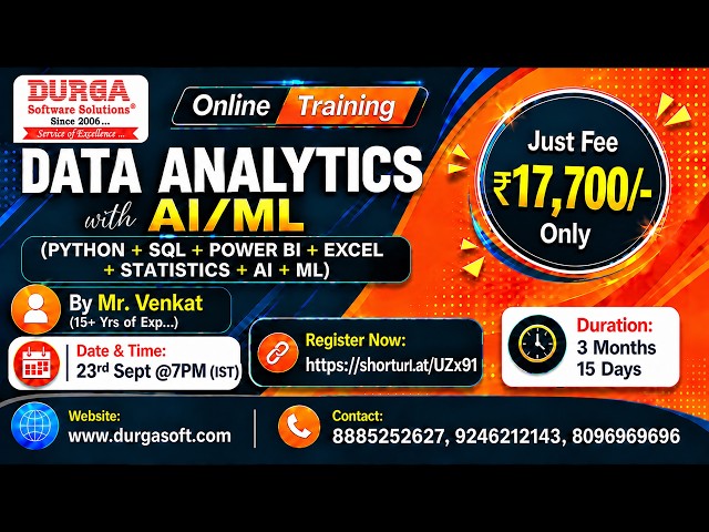 DATA ANALYTICS with AI/ML Online Training @ DURGASOFT