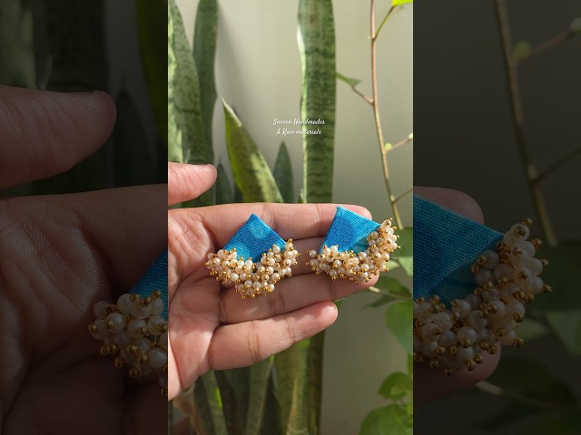 Handmade traditional fabric studs #youtubeshorts #earrings