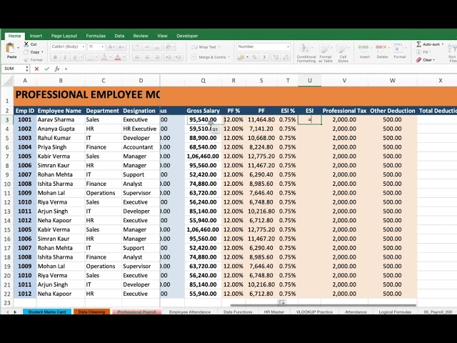 Employee Salary Report in Excel | Create Professional Salary Sheet Step by Step | Excel Tutorial 