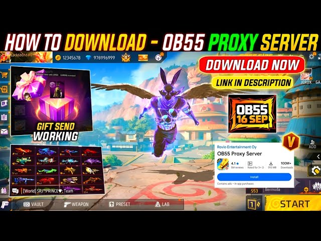 HOW TO DOWNLOAD OB55 PROXY SERVER IN FREE FIRE, HOW TO USE PROXY SERVER IN FREEFIRE, FF PROXY SERVER