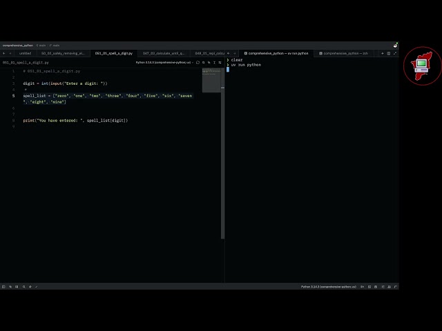 051 Spell A Digit - Comprehensive Python In Tamil