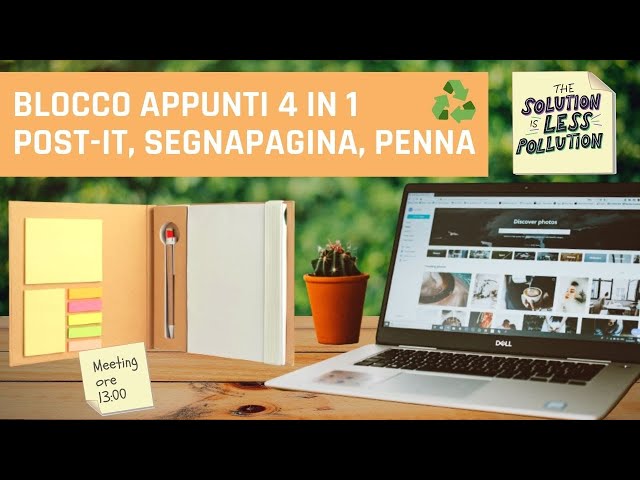 Block Notes eco-friendly ♻ 𝗚𝗶𝗮𝗹𝗹𝗼𝗻𝗼𝘁𝗲 4 in 1  | Blocco appunti personalizzato