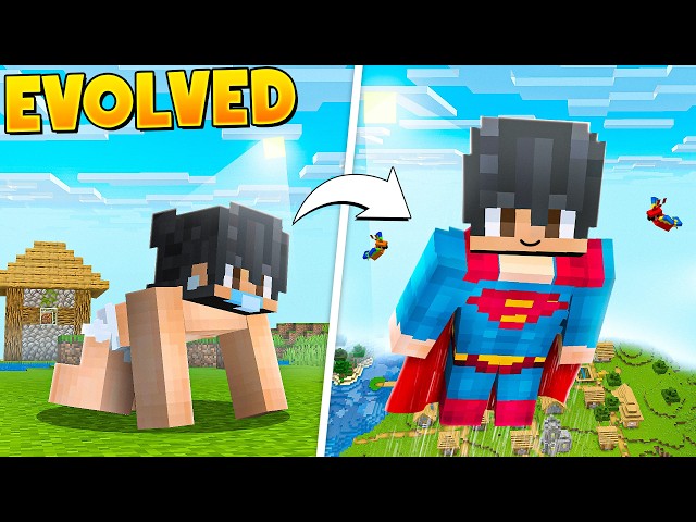I EVOLVED from BABY to SUPERHERO in Minecraft!