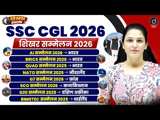 शिखर सम्मेलन 2026 | Summits 2026 Current Affairs | SSC CGL 2026 | 10 Min Show by Namu Mam