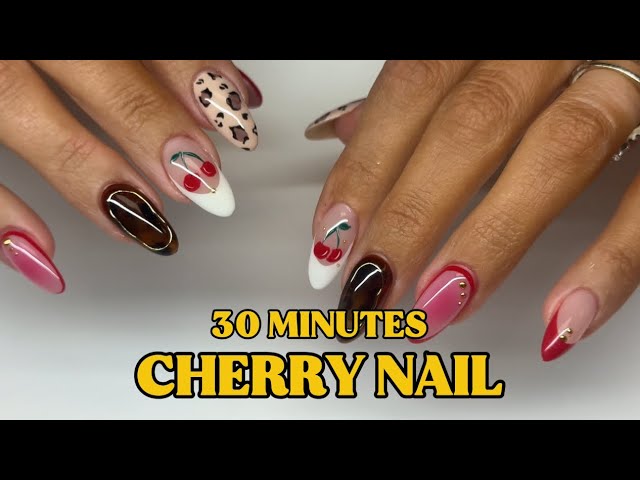 Watch me do 🍒CHERRY🍒 nail art in 30 min (NO EDIT)💅🏻