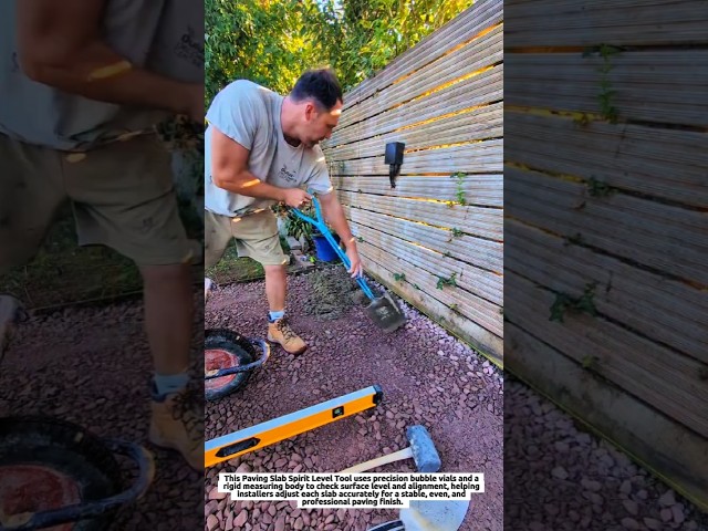 Paving Slab Spirit Level Tool Checks Surface Accuracy for Precise Patio Installation