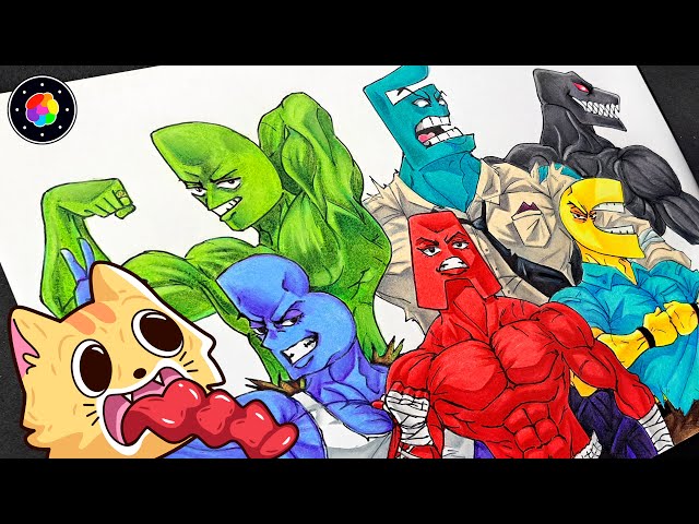 Drawing ALPHABET LORE but the letters are STRONGEST ! (A-F) | PlastiVerse
