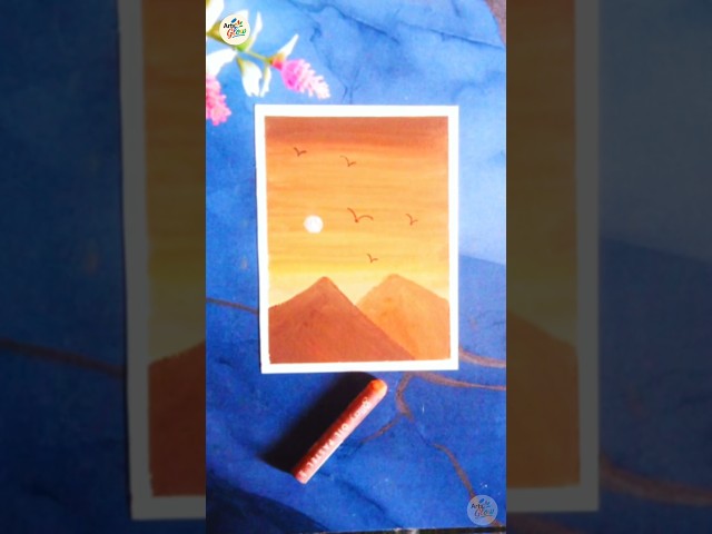 Beautiful Sunset Mountain Painting | Easy Watercolor Landscape Art 🎨🌄#shorts