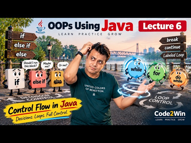 🎓 OOPs Using Java Lecture 6: Decision Control, Loops, break, continue & Ternary 🔥 | Code2Win