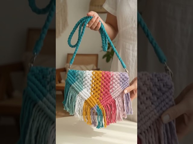 Handcrafted Macrame Shoulder Bag Showcase ✨ #handmade #diy #fiberart #macrame #art #bag #craft #like