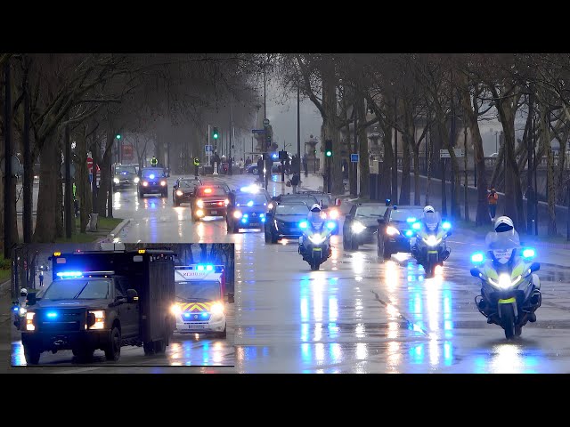 The Impressive Motorcade of the New U.S. Vice President J.D. Vance in Paris