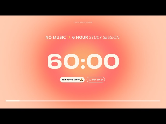 6 hour Aesthetic Pomodoro Timer (60/10) ⭐️💻  Study With Me | Cozy & Productive Study Session