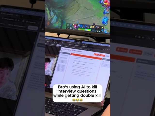 Bro is using AI to kill G&E interview questions while getting DOUBLE KILL!  #interview #ai #job